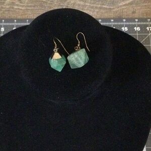Chic Handmade Gold and Green Stone Earrings